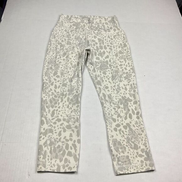 Lululemon Womens Wunder Under Cropped Leggings Printed High Rise Pull On Size 6 - Picture 1 of 12